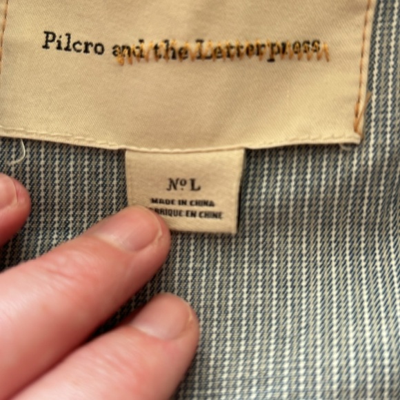 Anthropologie Pilcro Classic Denim Railroad
Stripe Jacket size large - Picture 3 of 10